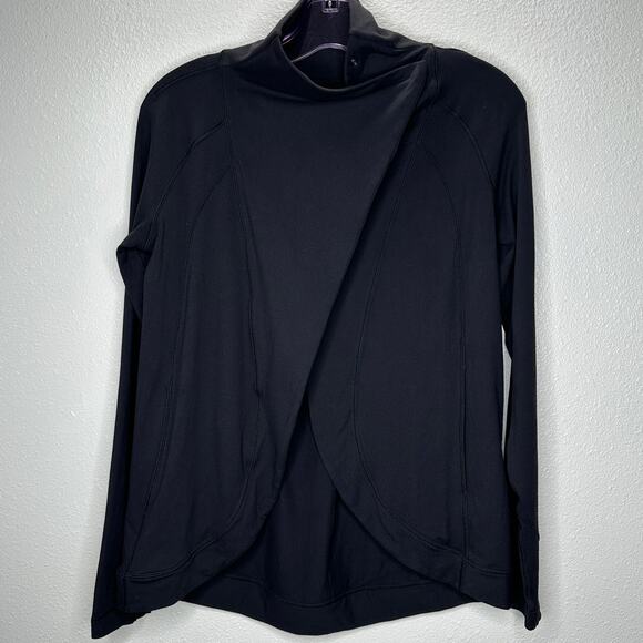 Lululemon Black Long Sleeve Cardigan Style Snap Neck Button Collar 4 - Picture 5 of 11